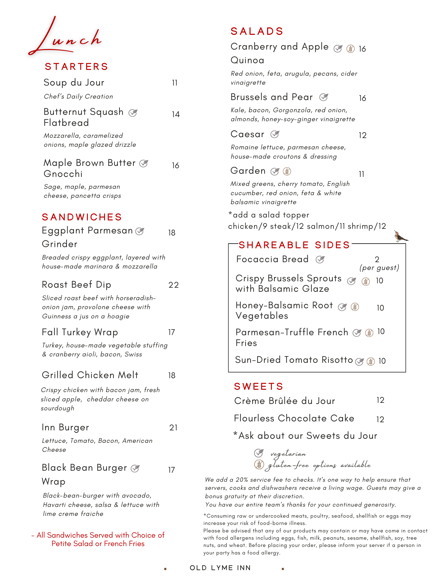 Fall 2025 Lunch Menu